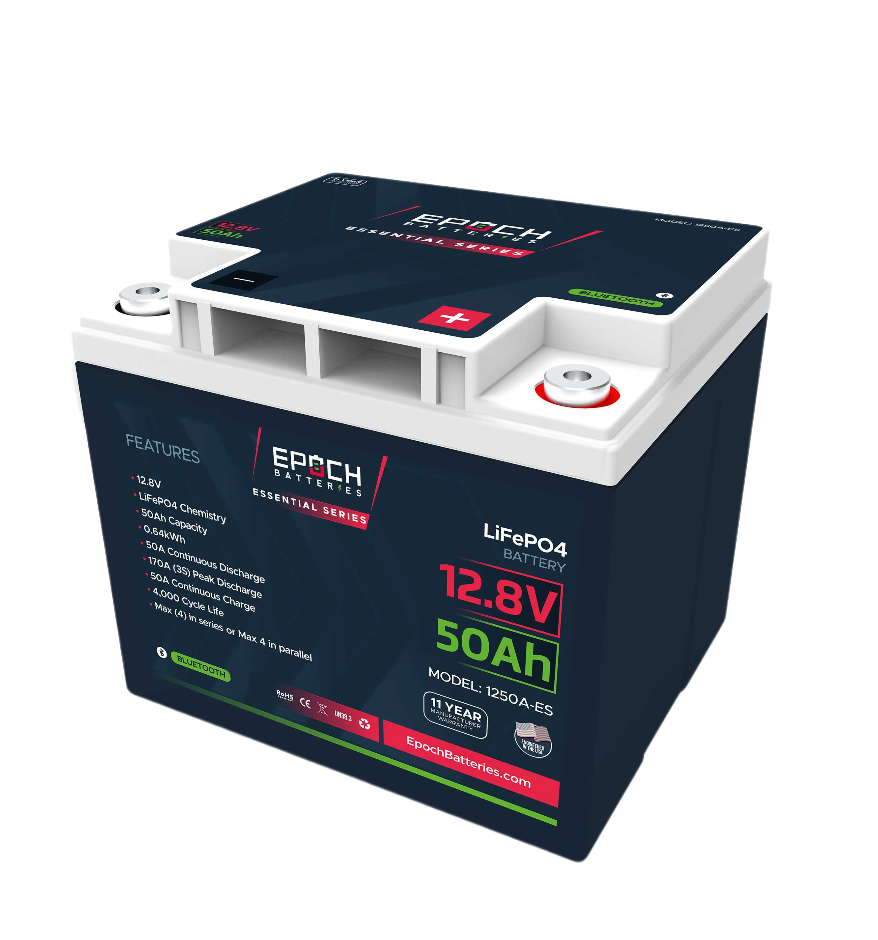12V 50Ah Essential Series - Bluetooth LiFePO4 Battery