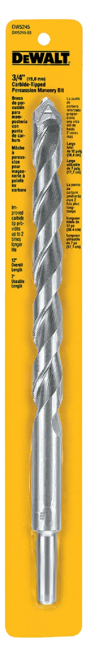 3/4 IN. x 12 IN. Carbide Tipped Premium Percussion Drill Bit