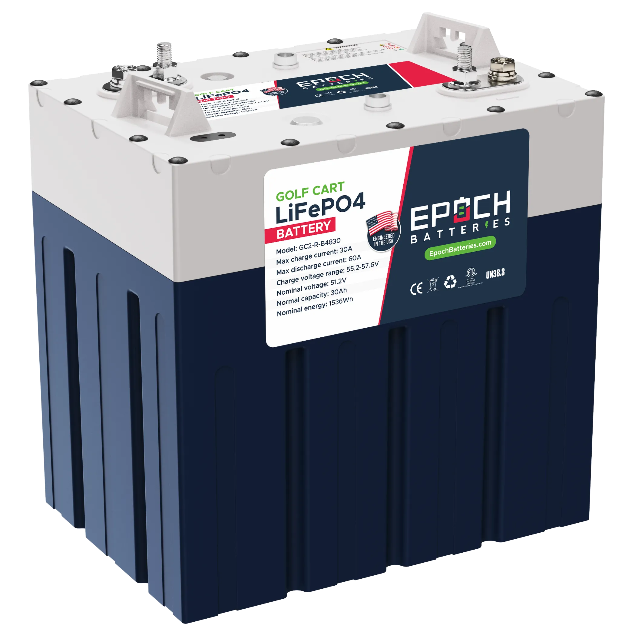 48V 90Ah GC2 - Golf Cart LiFePO4 Lithium Battery - Complete Kit