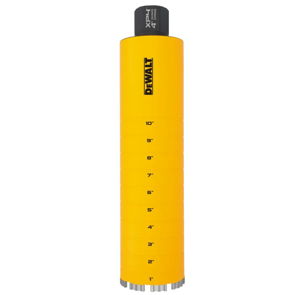 DeWALT DW55019 4" X 15" Cordless Diamond Core Bit w/ Recessed Grooves