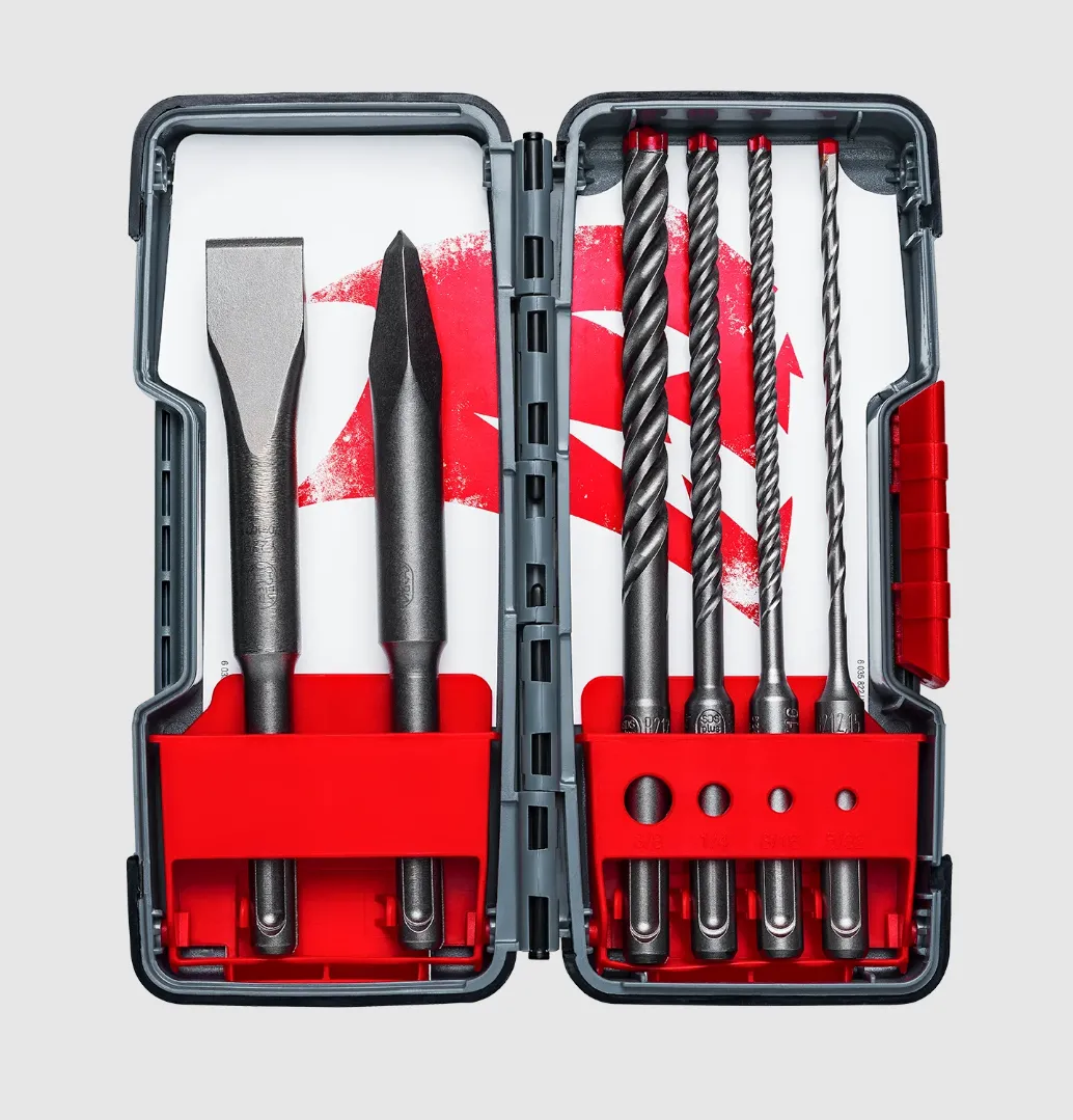 DIABLO DMAPL9930-S6 - 6pc SDS-Plus Rebar Demon™ 4-Cutter Full Carbide Head Hammer Drill Bit & Chisel Set