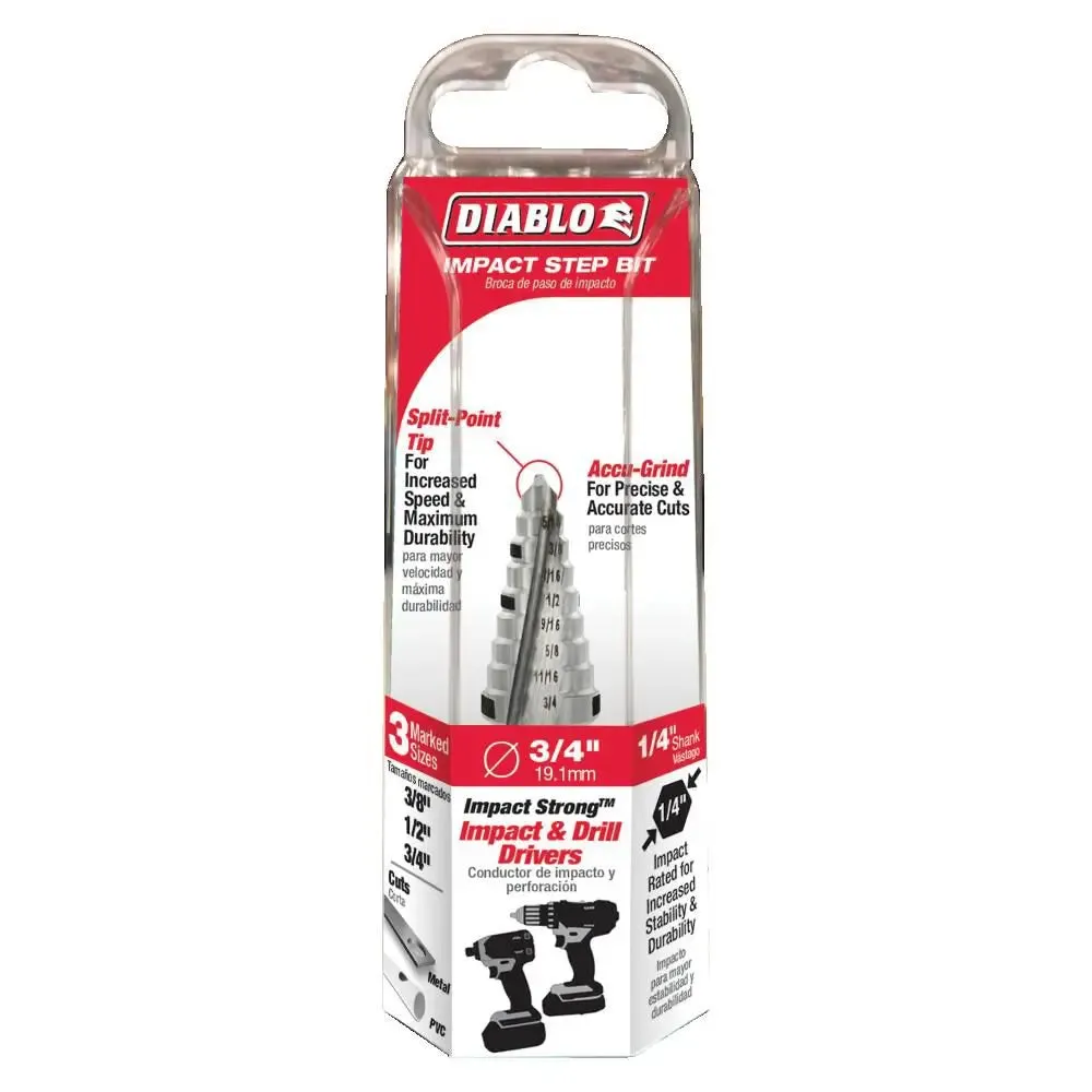 DIABLO DSD0750S09  -  3/8 in. ‑ 3/4 in. Impact Step Drill Bit