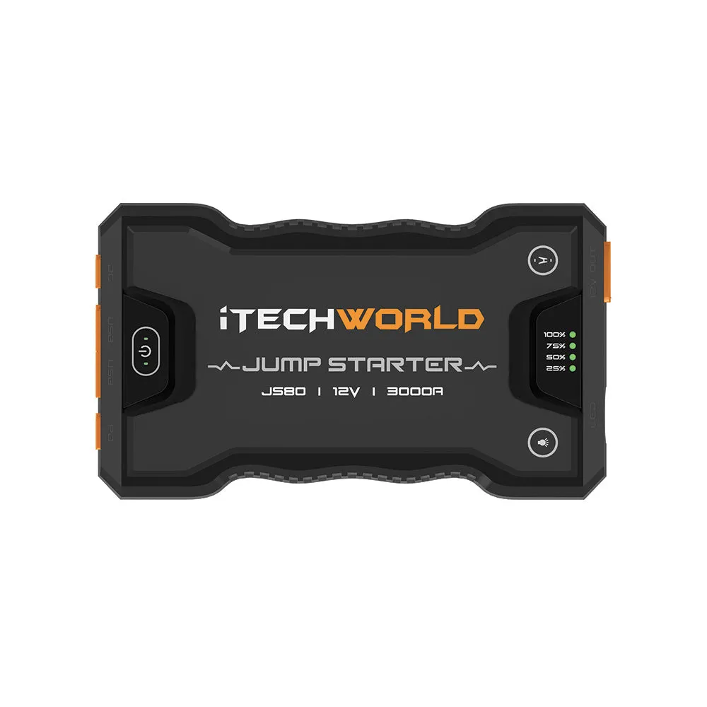 JS80 | Lithium Jump Starter and Backup Power Bank with Heavy-Duty Case | 3000A