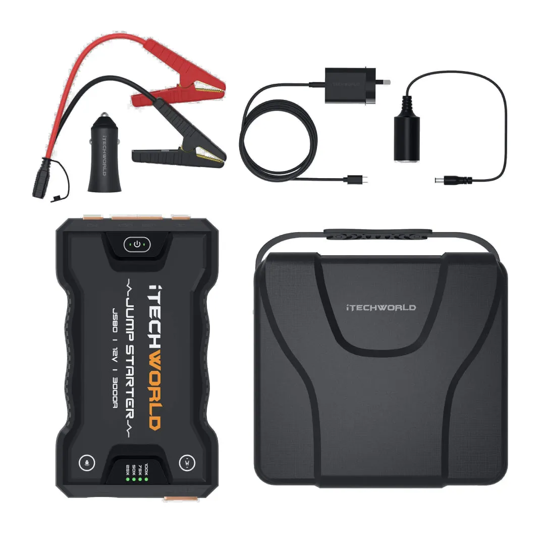 JS80 | Lithium Jump Starter and Backup Power Bank with Heavy-Duty Case | 3000A