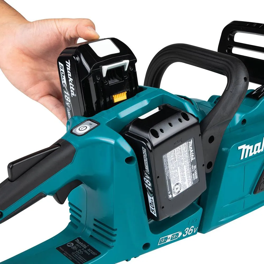 Makita XCU07PT 36 Volt X2 14 Inch 5.0Ah Cordless Chainsaw Kit w/ 2 Batteries