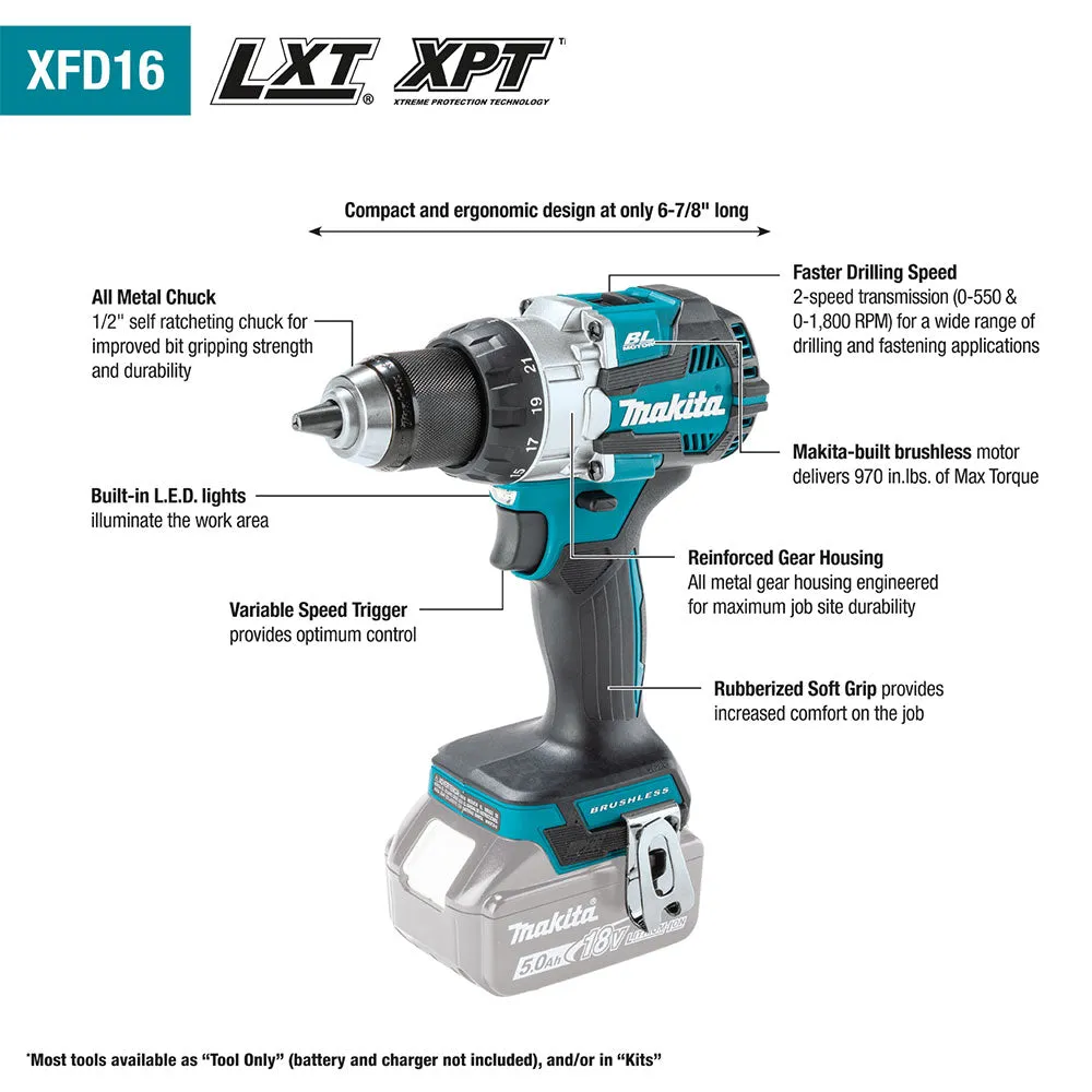 Makita XFD16Z 18V LXT 1/2" Brushless Cordless Driver-Drill - Bare Tool
