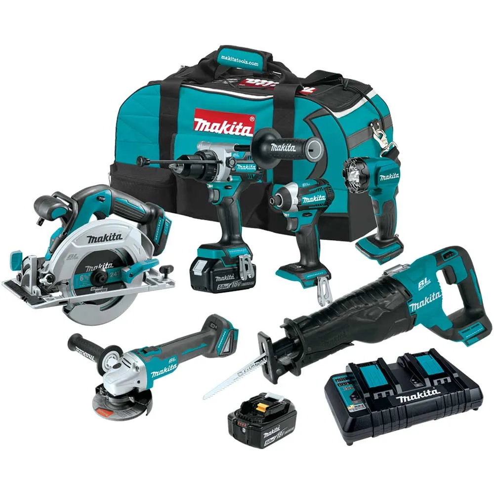 Makita XT616PT 18V LXT Li-Ion Brushless Cordless 6 Tool Combo  5.0 Ah Kit