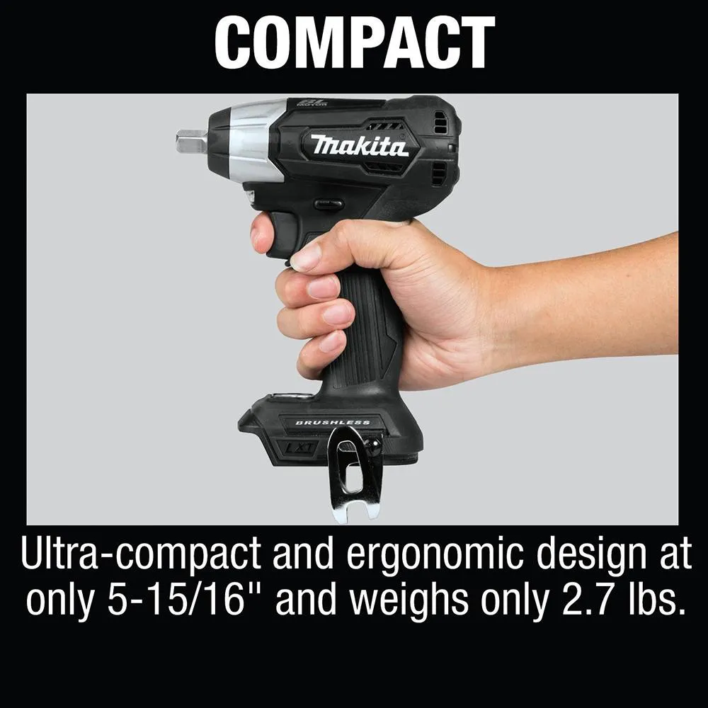 Makita XWT13ZB 18 Volt 1/2 Inch 2.0Ah Sub-Compact Impact Wrench, Bare Tool