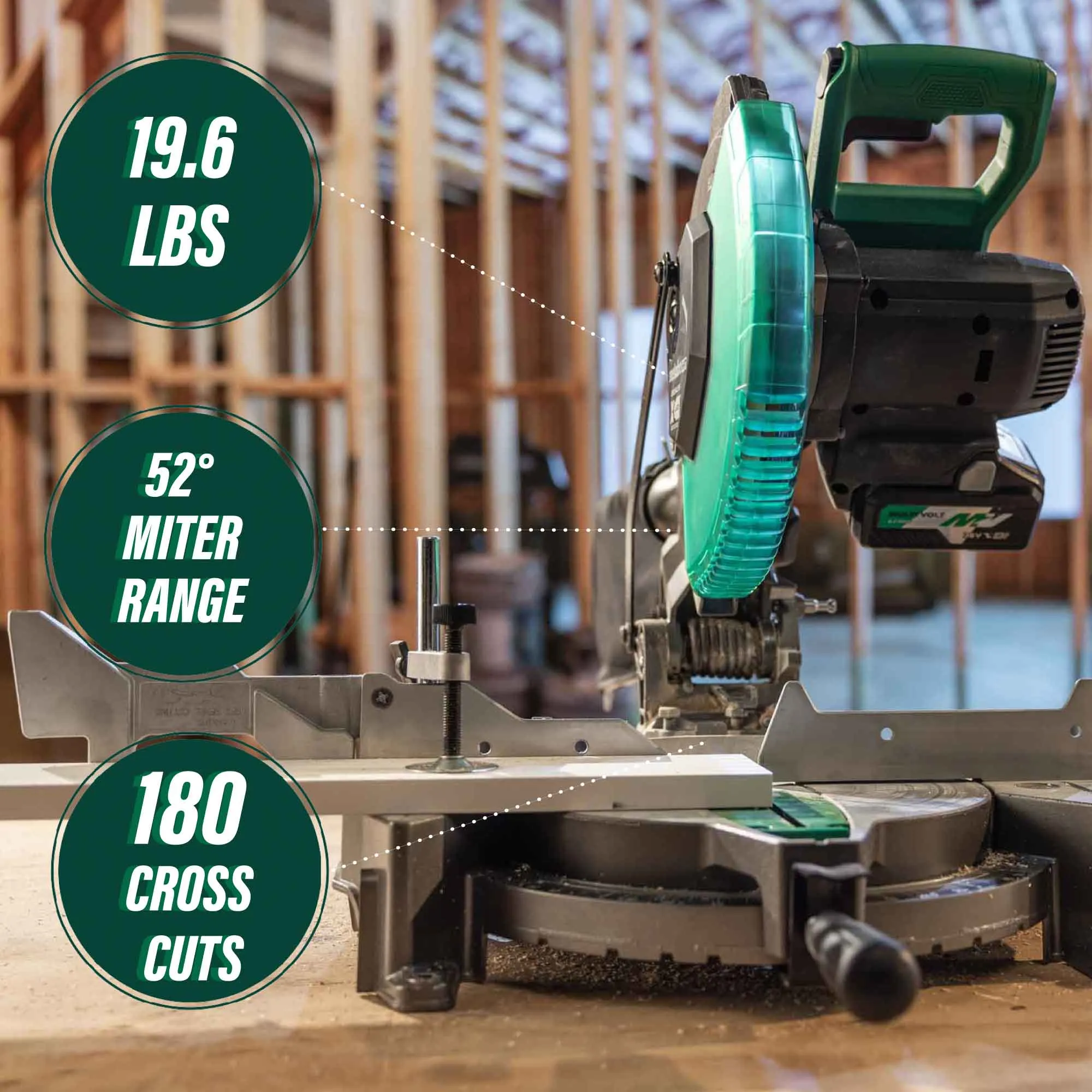 Metabo HPT C1810DFA 18V 10" Cordless Single Bevel Cordless Miter Saw Kit