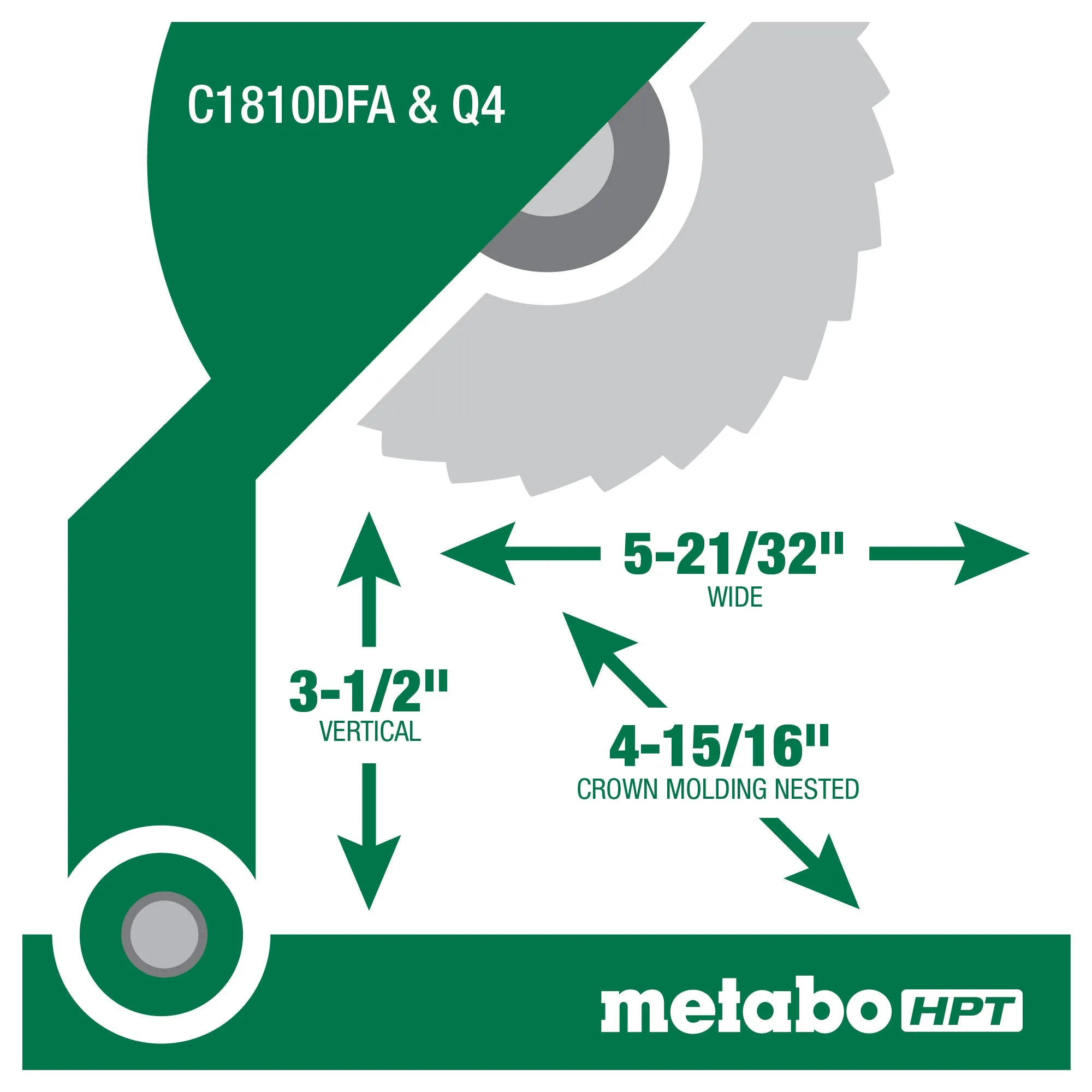 Metabo HPT C1810DFA 18V 10" Cordless Single Bevel Cordless Miter Saw Kit