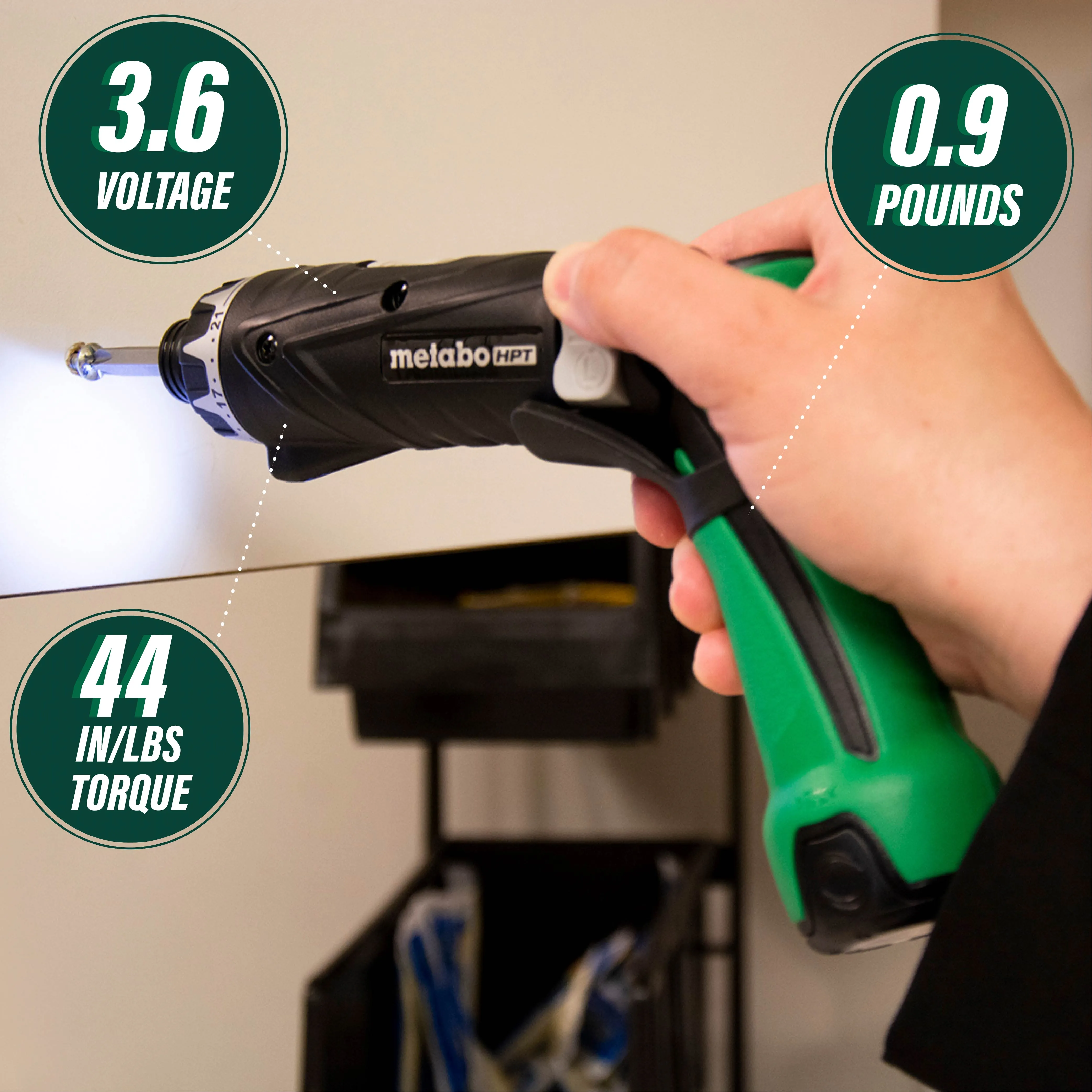 Metabo HPT DB3DL2 3.6V 1/4" Cordless Li-Ion Screwdriver w/ 1.5 AH Battery