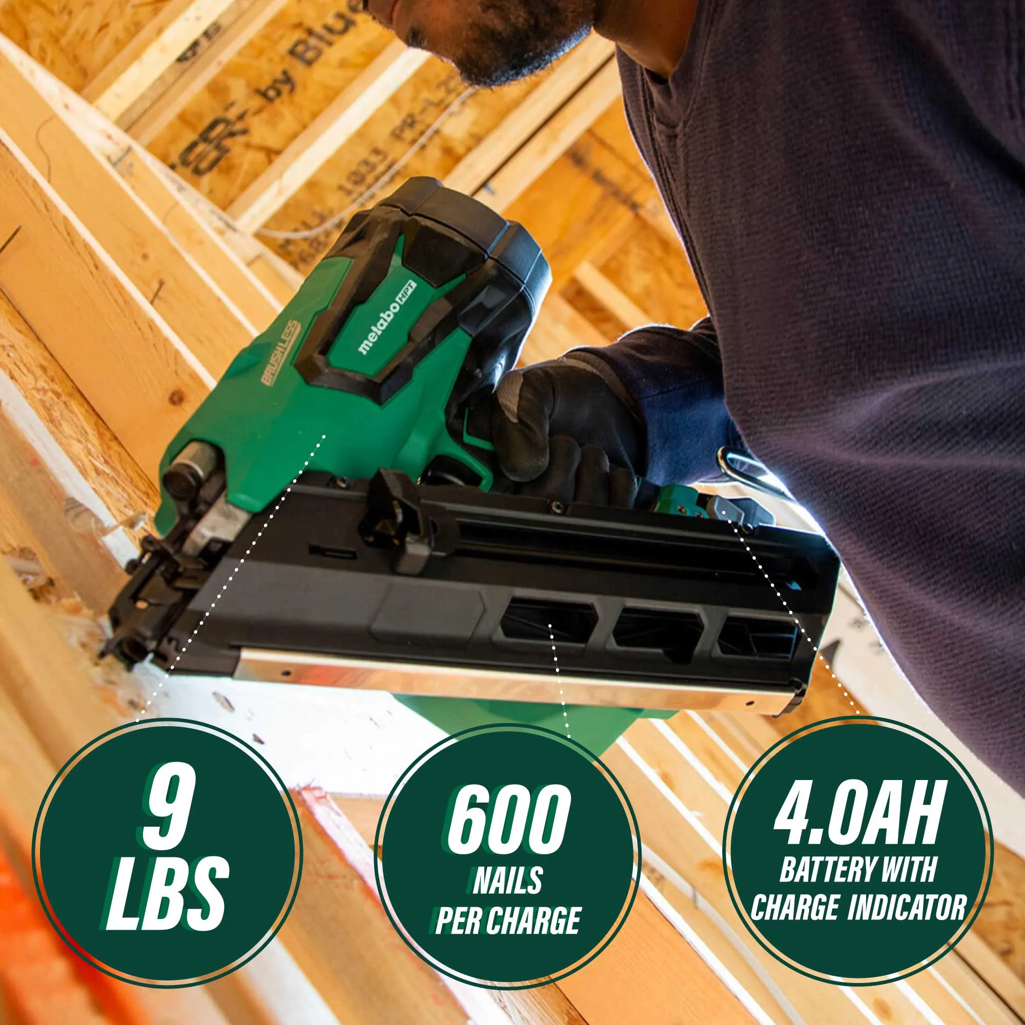 Metabo HPT NR1890DCST 18V Cordless Paper Strip Framing Nailer w/ Clipped Head