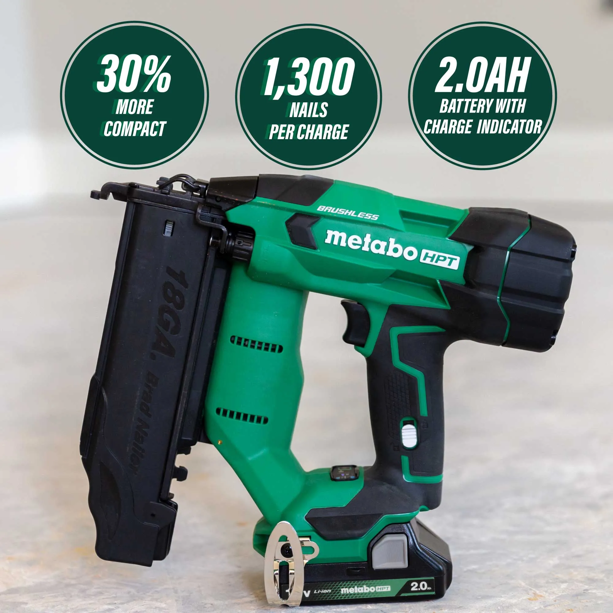 Metabo HPT NT1850DFT 18V 18 Gauge Cordless Lithium-Ion Brad Nailer Kit
