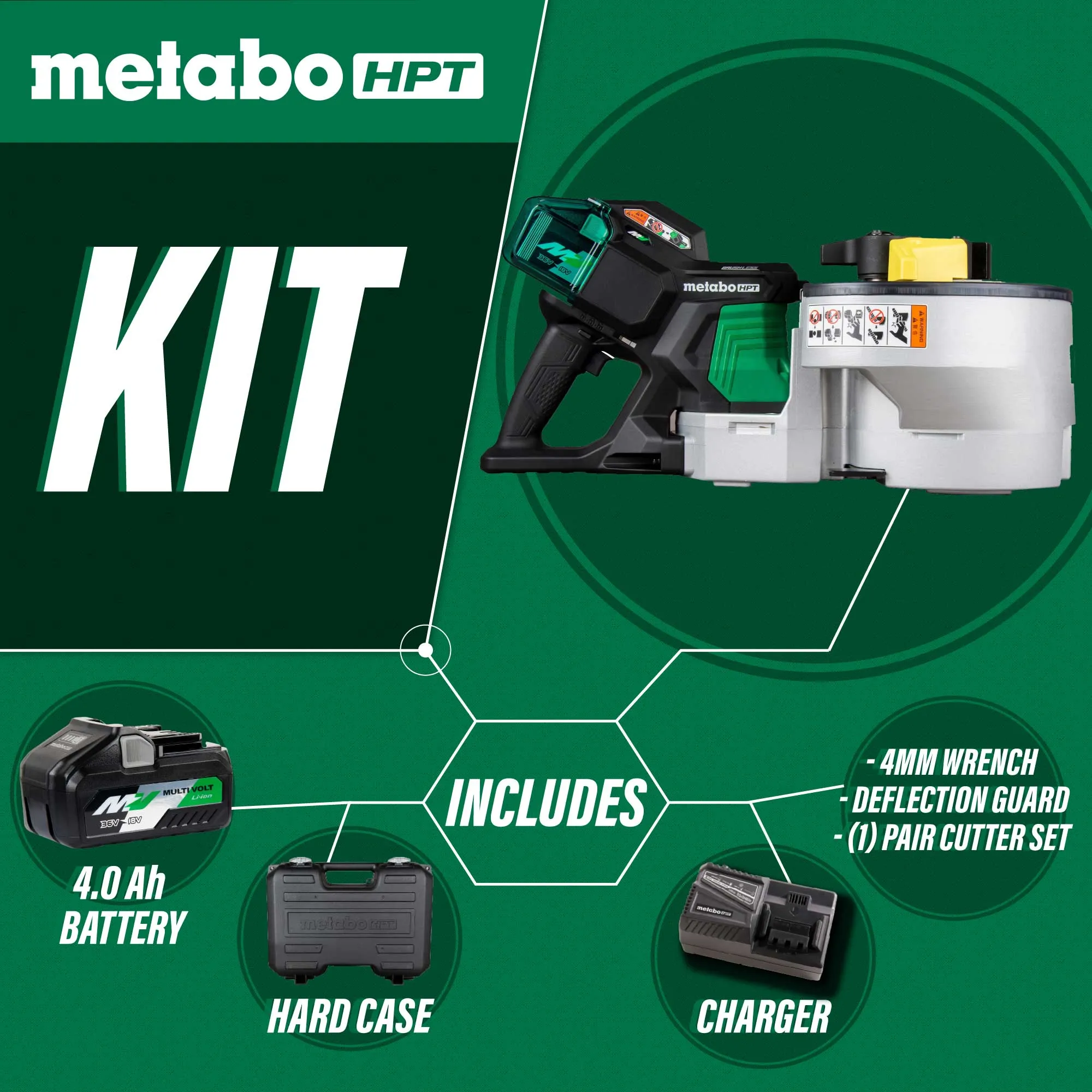 Metabo HPT VB3616DA 36V MV Cordless #5 Rebar Bender/Cutter Kit w/ Wheeled Case