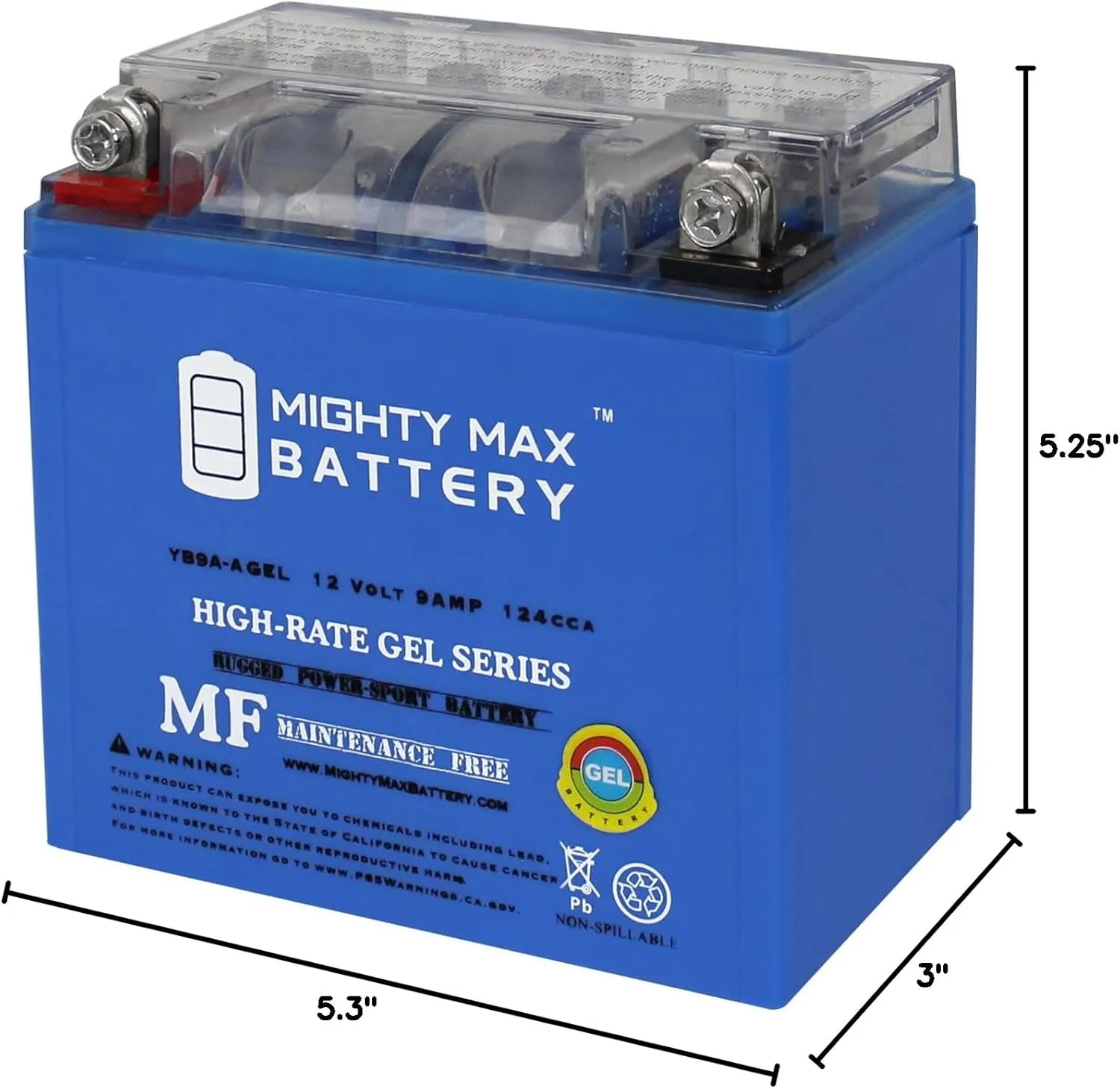Mighty Max YB9A-AGEL 12V 9 AH GEL 130 CCA Rechargeable Maintenance Free SLA AGM Battery