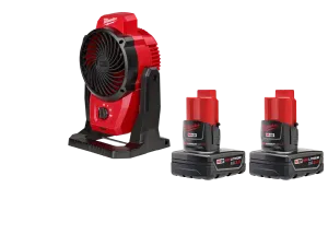 Milwaukee 0820-20x3 M12 12V Cordless Mounting Fan w/ 2 - M12 3AH Batteries