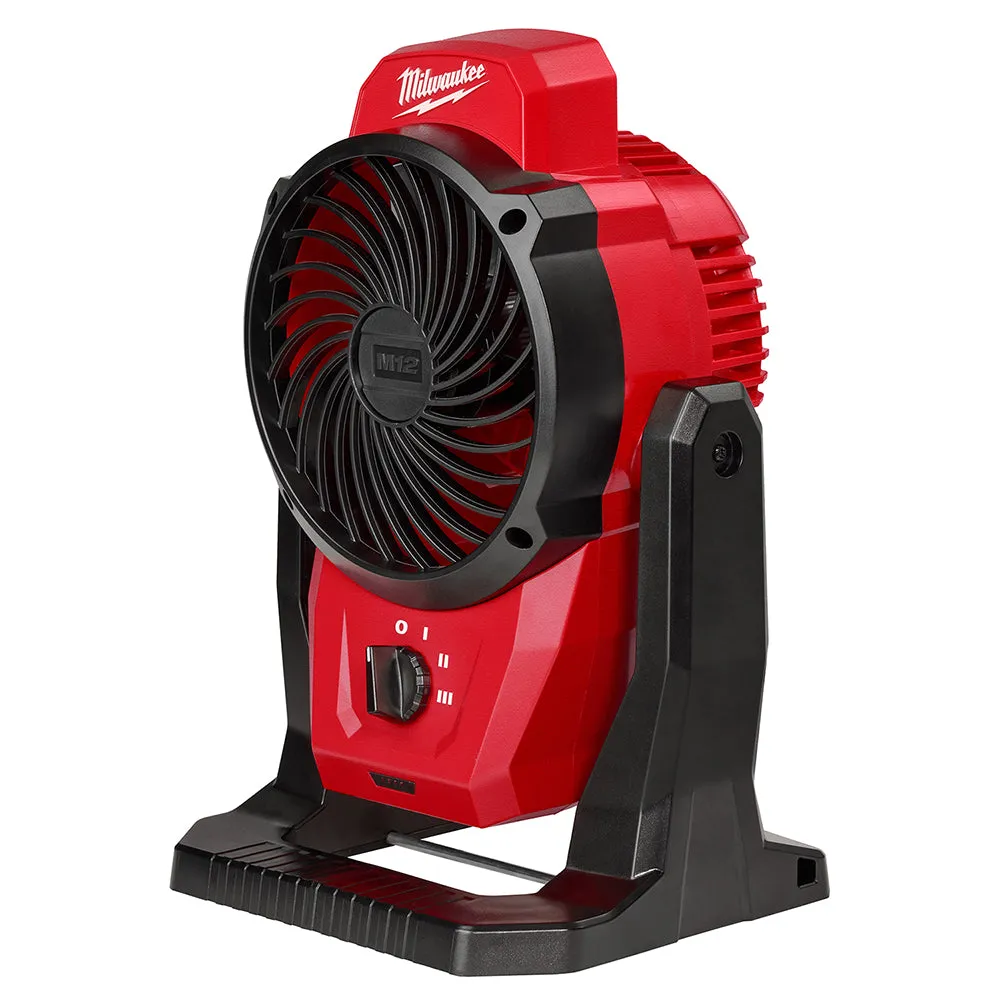 Milwaukee 0820-20x3 M12 12V Cordless Mounting Fan w/ 2 - M12 3AH Batteries