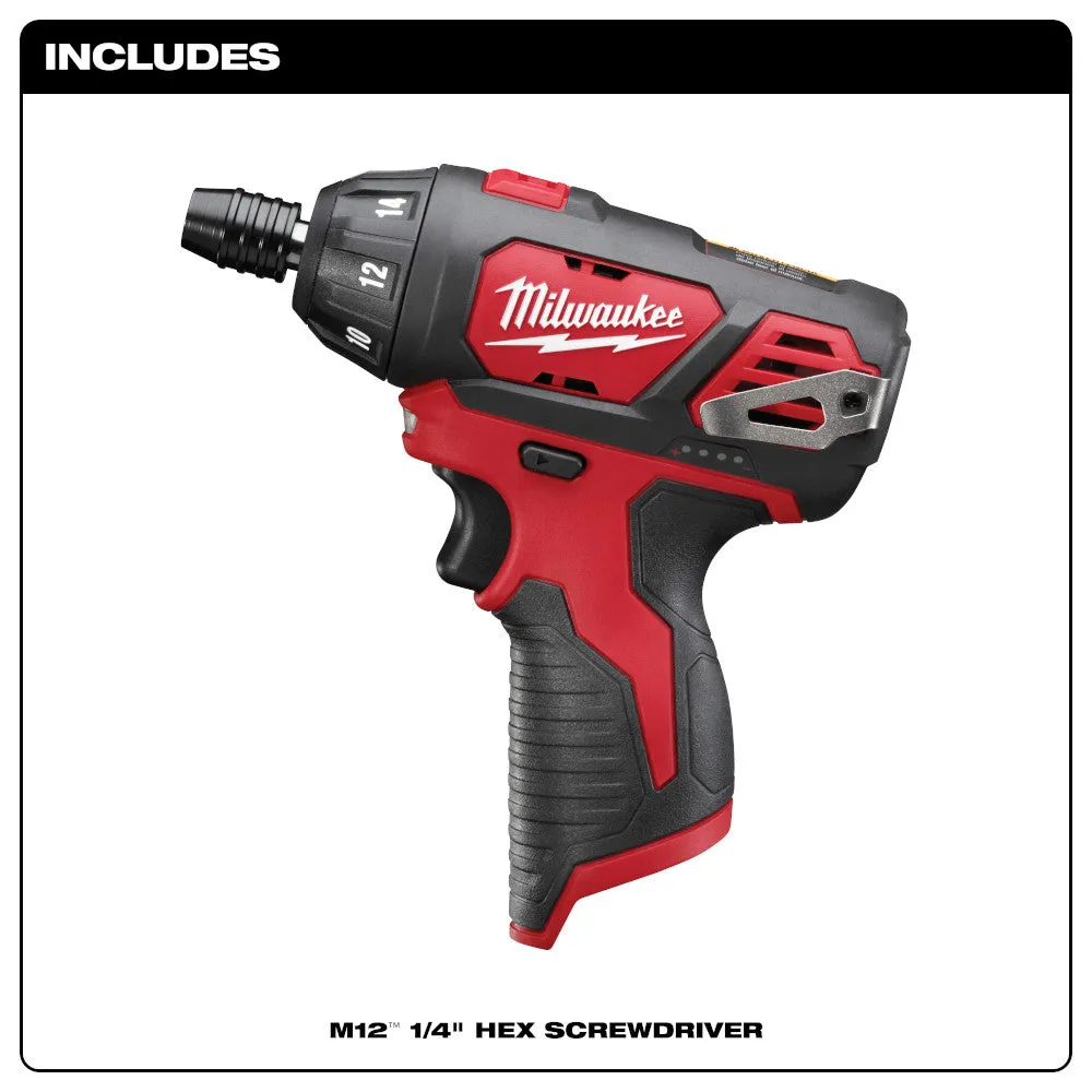 Milwaukee 2401-80 M12 12V Hex Screwdriver - Bare Tool - Reconditioned