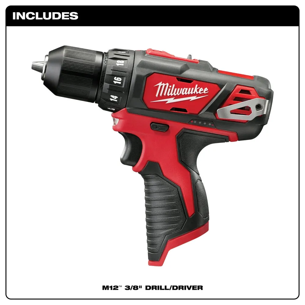 Milwaukee 2407-20 M12 12V 3/8" Drill/Driver w/ Belt Clip - Bare Tool