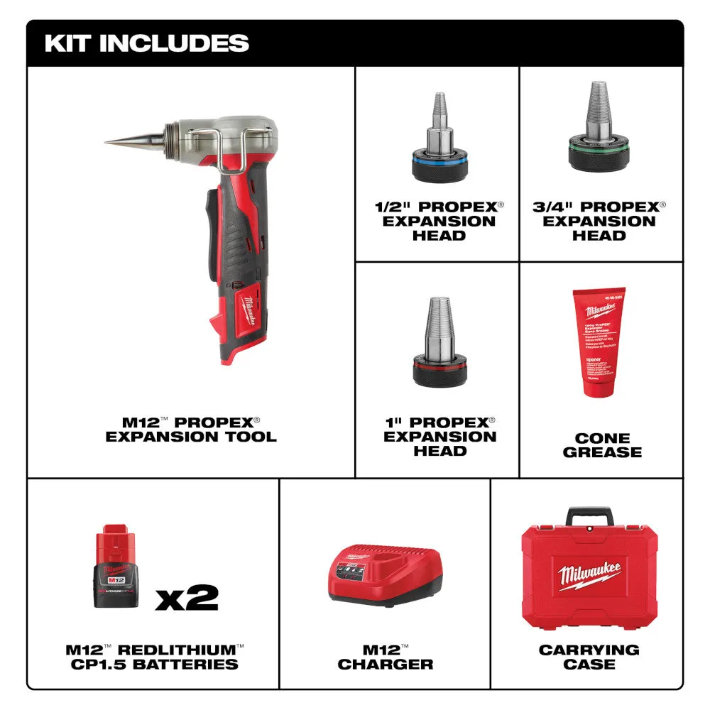 Milwaukee 2432-22 M12 12V Lithium-Ion Propex Expansion Tool Kit