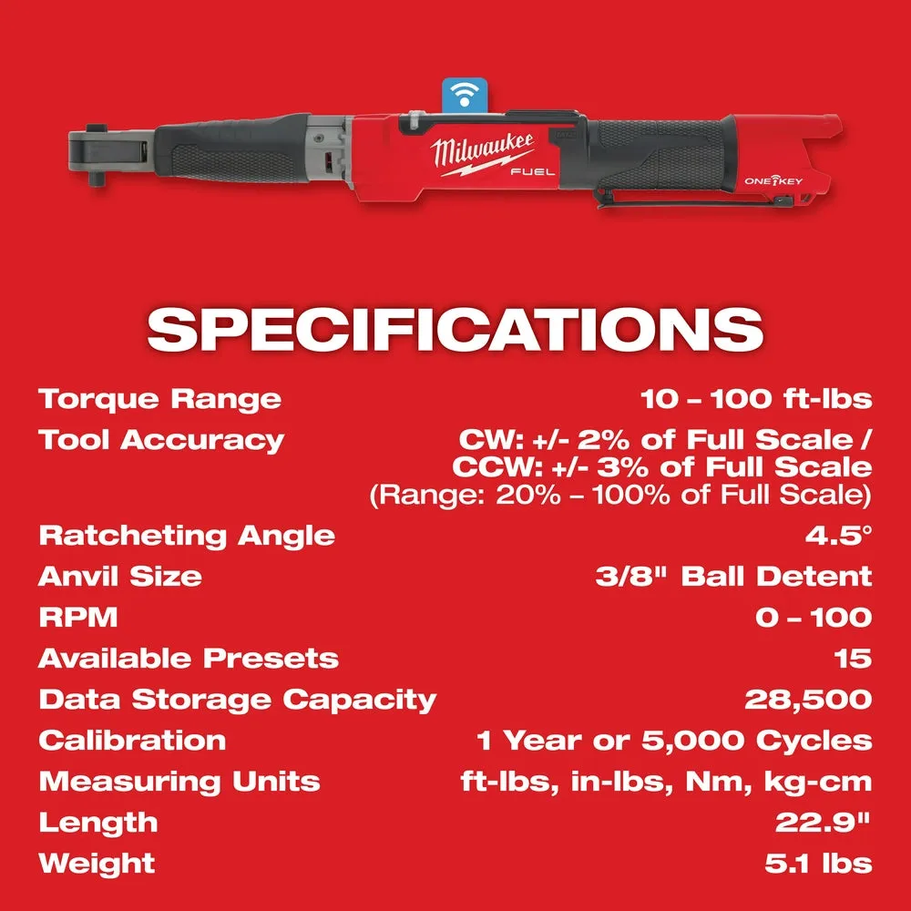 Milwaukee 2465-20 M12 FUEL 12V 3/8" Digital Torque Wrench w/ ONE-KEY - Bare Tool