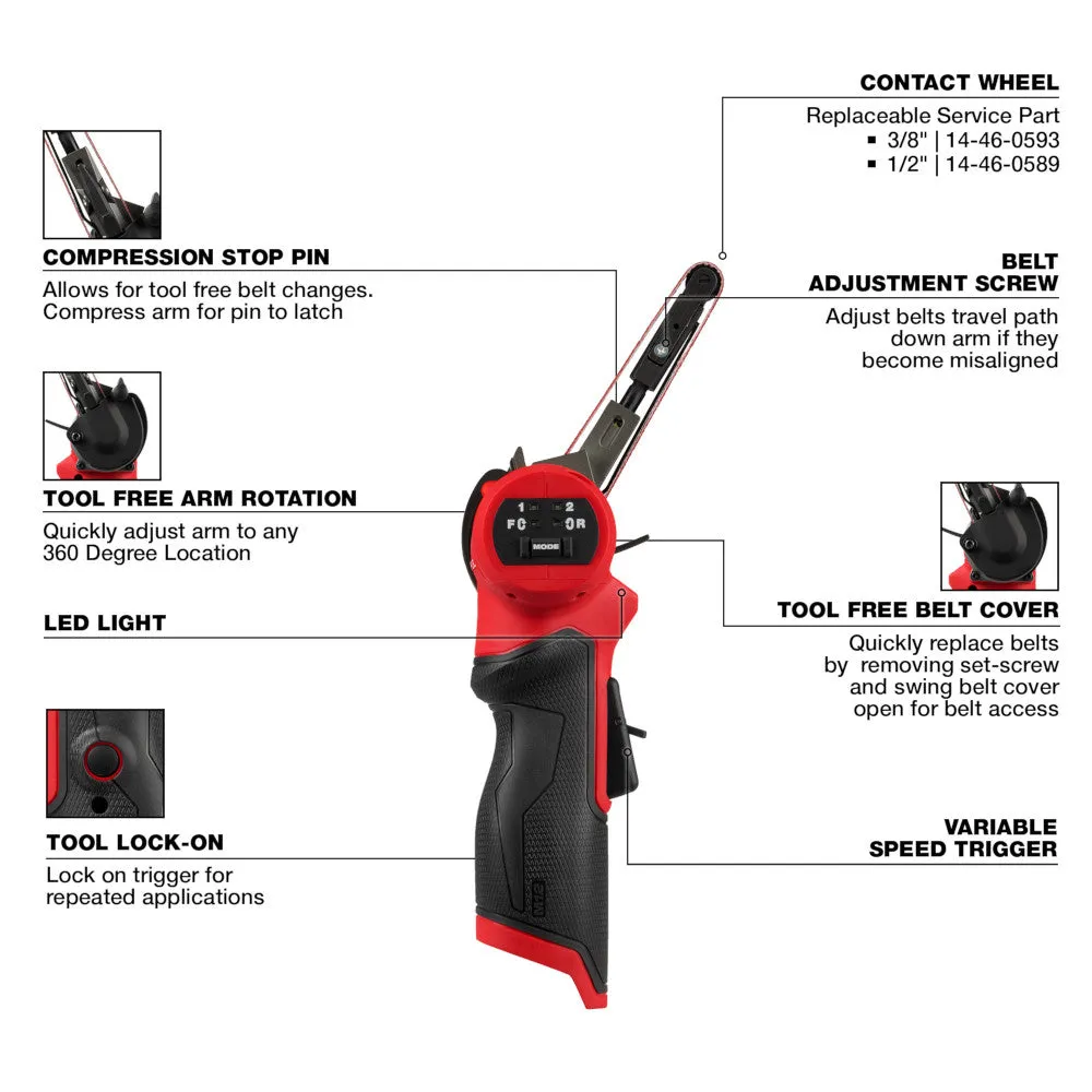 Milwaukee 2483-20 12V FUEL M12 3/8" X 13" Cordless Bandfile - Bare Tool