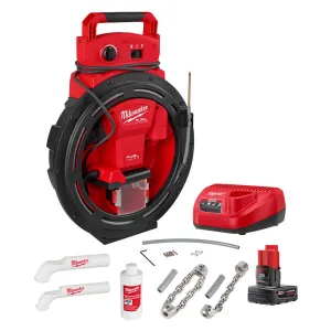 Milwaukee 2519-21 M12 FUEL 12V High Speed Chain Snake for 1-1/4"-2" Pipes