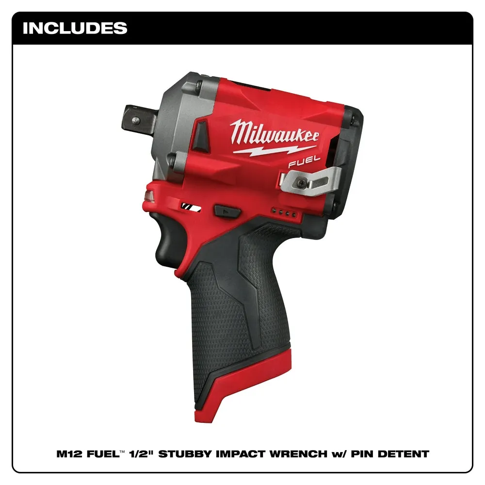 Milwaukee 2555-P80 M12 FUEL 12V 1/2" Cordless Stubby Impact - Reconditioned