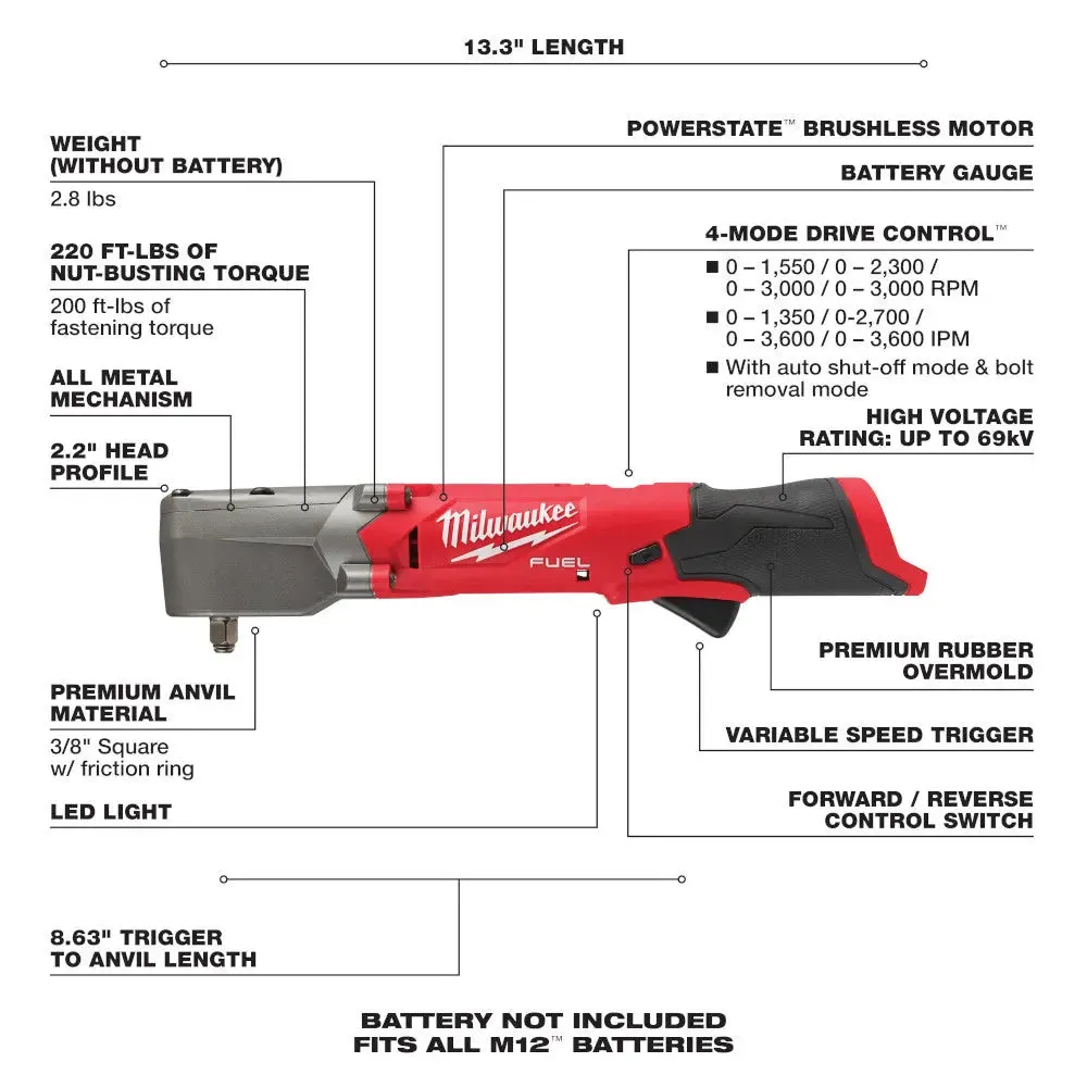 Milwaukee 2564-20 - M12 FUEL™ 3/8" Right Angle Impact Wrench