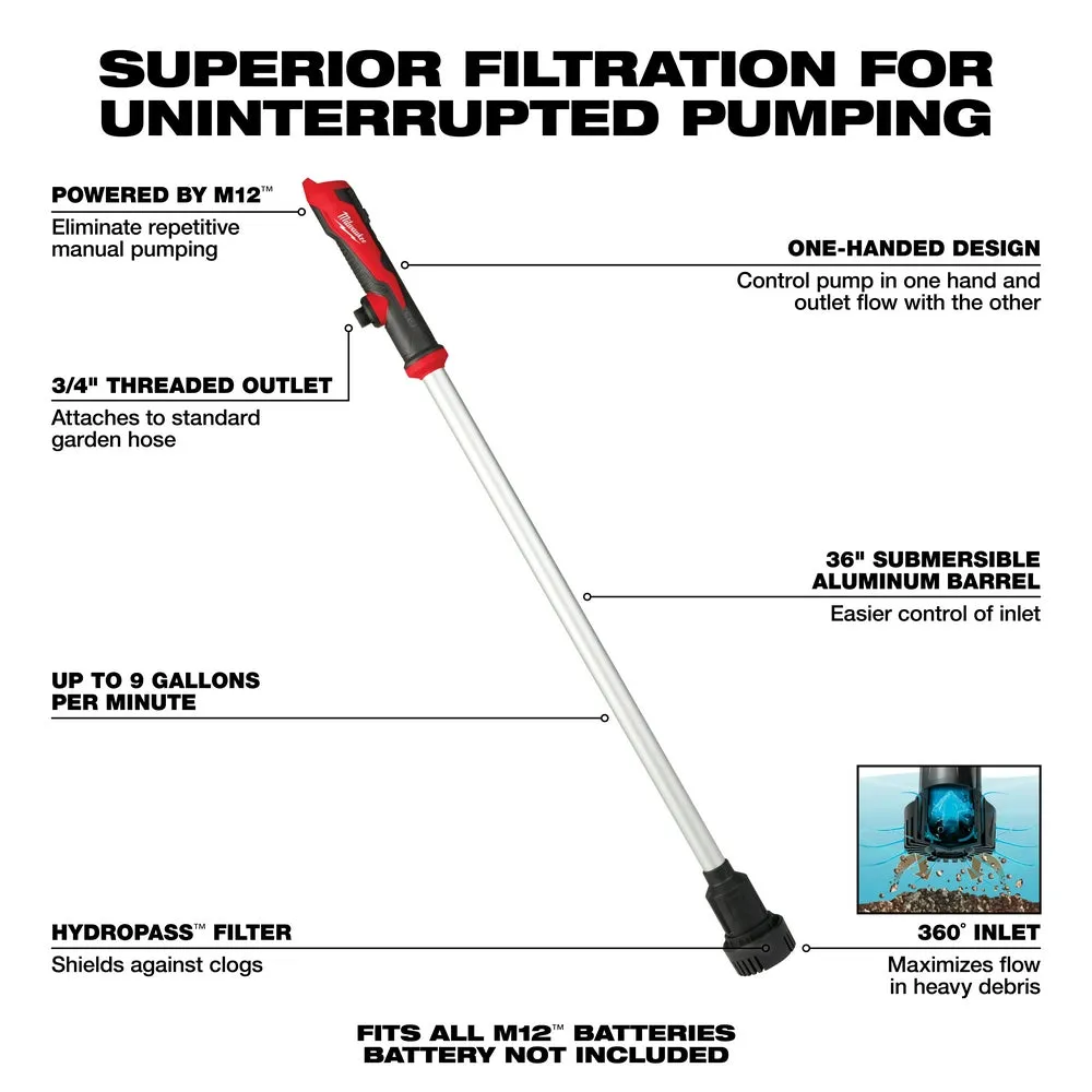 Milwaukee 2579-20x4SK M12 12V Stick Transfer Pump w/ 4AH Starter Kit
