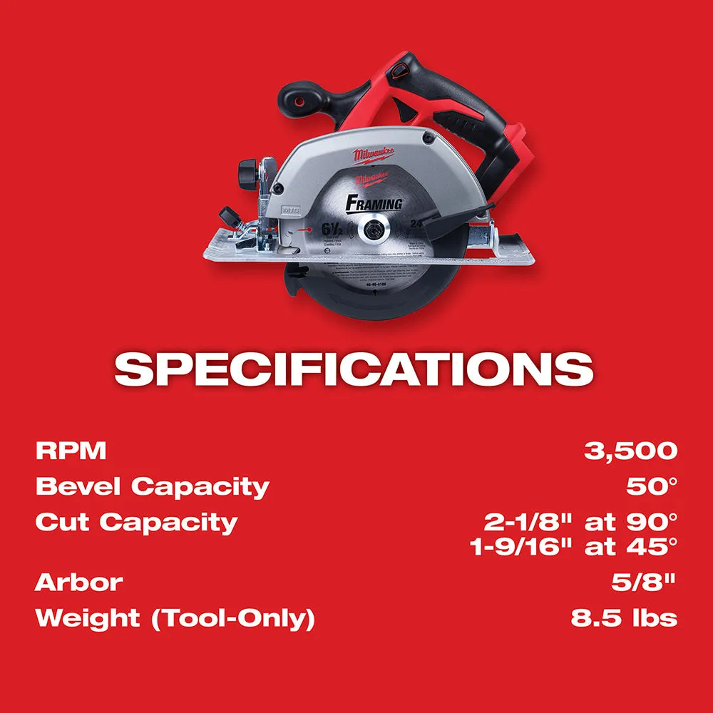 Milwaukee 2630-20 M18 18V 6 1/2" Cordless Li-Ion Circular Saw - Bare Tool