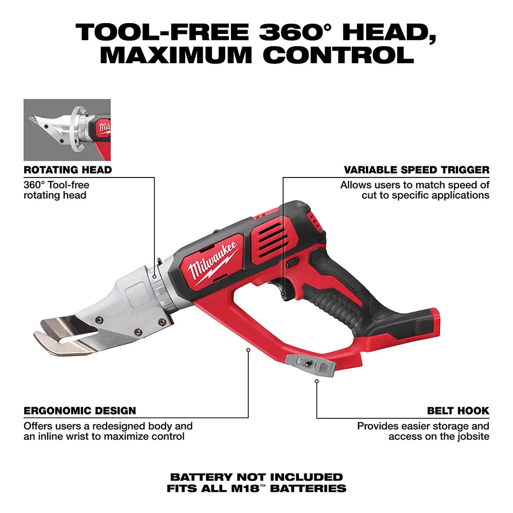 Milwaukee 2637-20 M18 18V 18 Gauge Single Cut Shear w/ Contractor Bag -Bare Tool