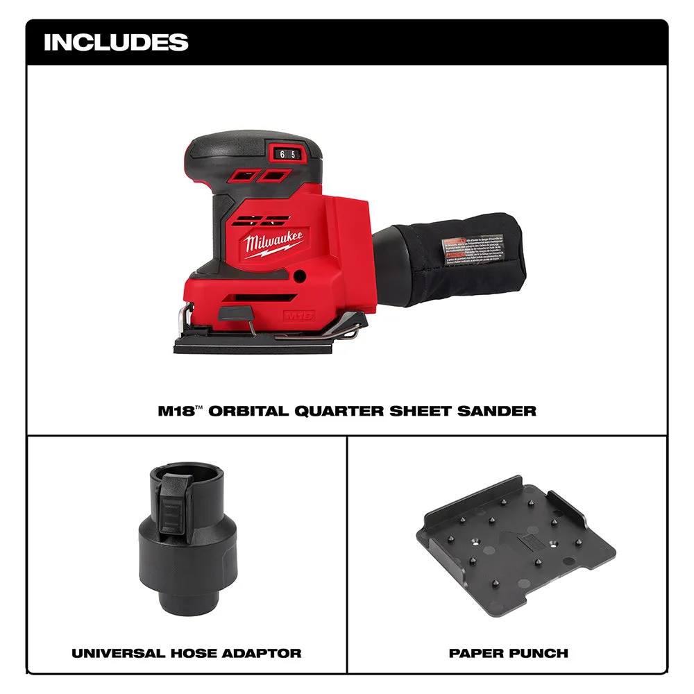 Milwaukee 2649-20 M18 18V 1/4" Cordless Orbital Sheet Sander - Bare Tool