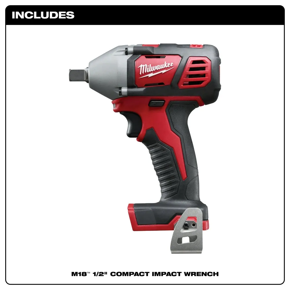 Milwaukee 2659-20 M18 18V 1/2-Inch Impact Wrench w/ Belt Clip - Bare Tool