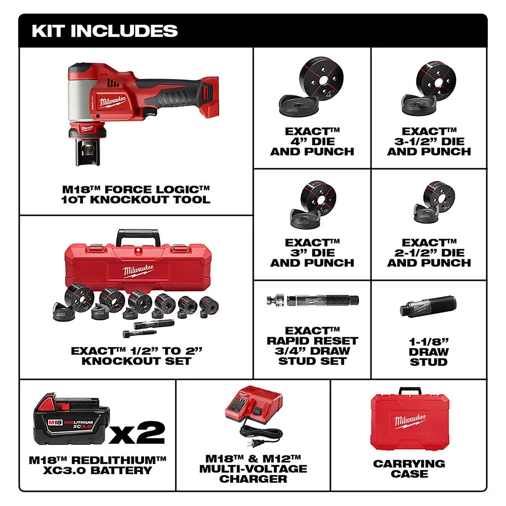Milwaukee 2676-23FG M18 18V 10 Ton Knockout 1/2" - 4" Bundle w/ Quick Connect