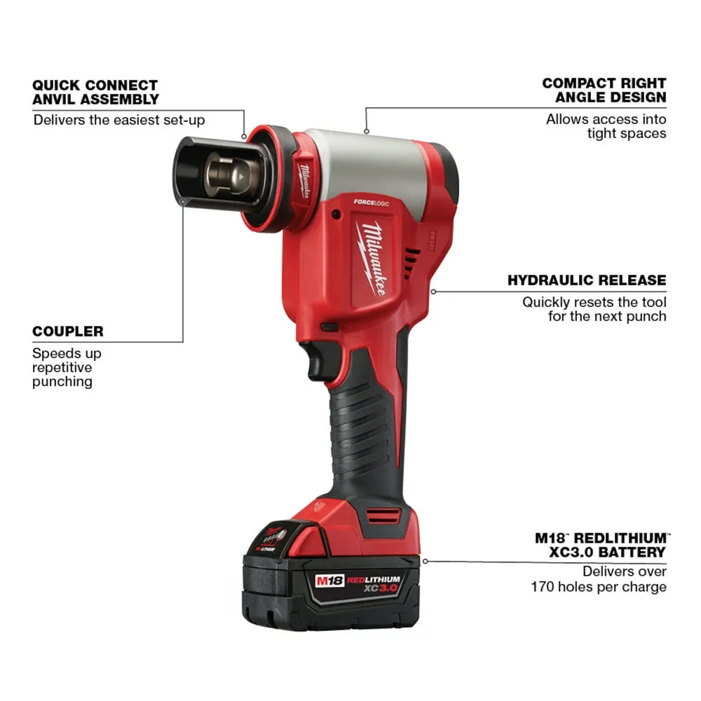 Milwaukee 2676-23PO M18 FORCE LOGIC 18V 10T Knockout Tool 1/2"-4" Kit w/ Packout