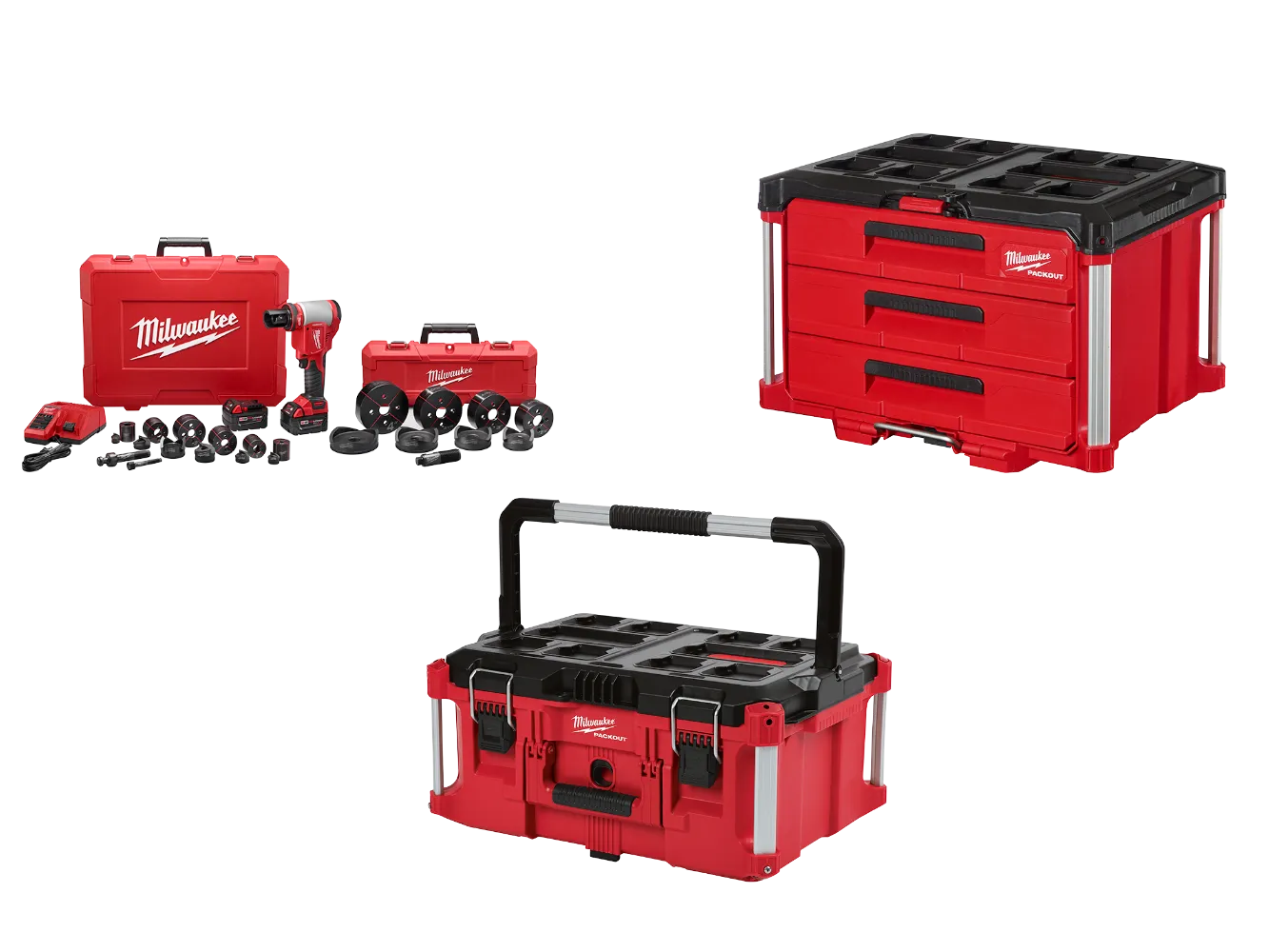 Milwaukee 2676-23PO M18 FORCE LOGIC 18V 10T Knockout Tool 1/2"-4" Kit w/ Packout