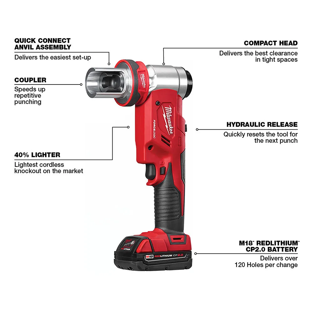 Milwaukee 2677-23 M18 18V 4-Inch 6-Ton Forcelogic Knockout Tool Kit