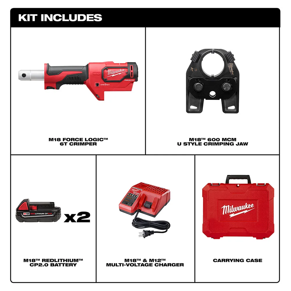 Milwaukee 2679-22B M18 18V FORCE LOGIC 600 MCM Crimper Kit w/ Cable Stripper Dies