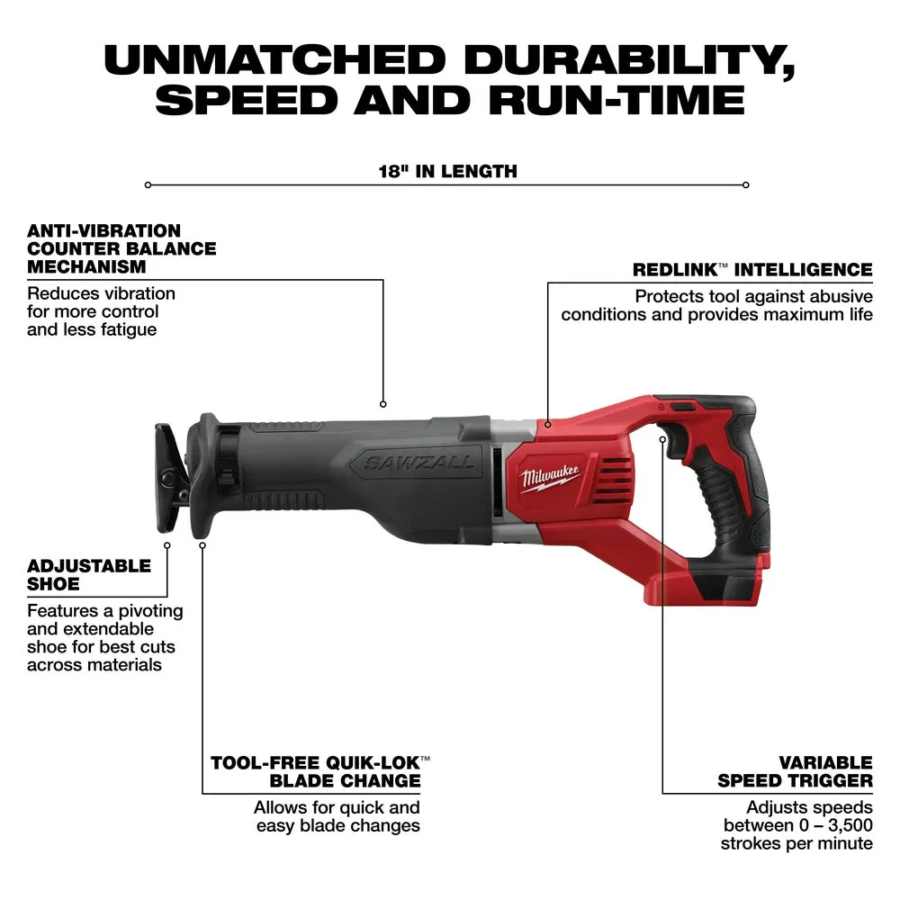 Milwaukee 2696-24 M18 18V Cordless Power Lithium-Ion 4-Tool Combo Kit