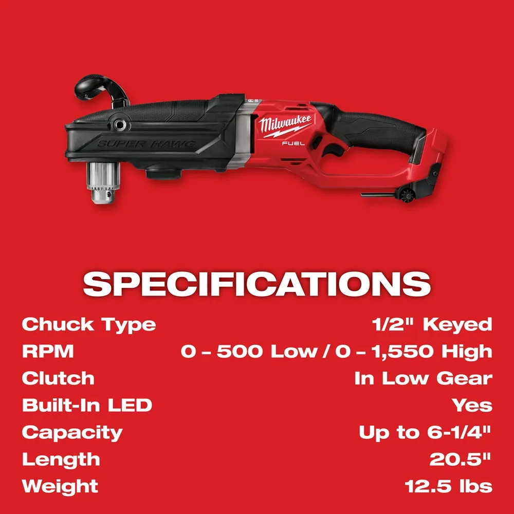 Milwaukee 2809-80 M18 FUEL 1/2" SUPER HAWG Right Angle Drill - Bare Tool Recon