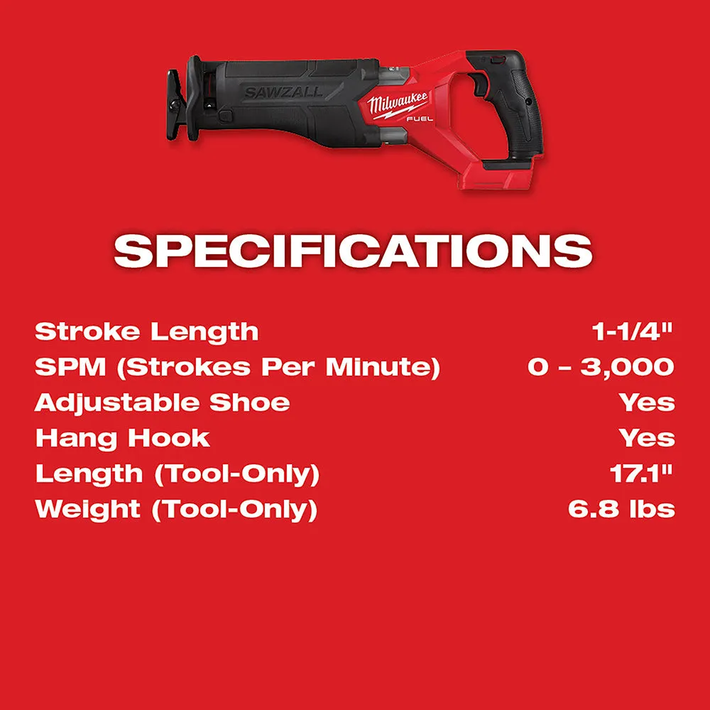 Milwaukee 2821-20X5 M18 FUEL 18V SAWZALL Recip Saw w/ 5Ah Battery