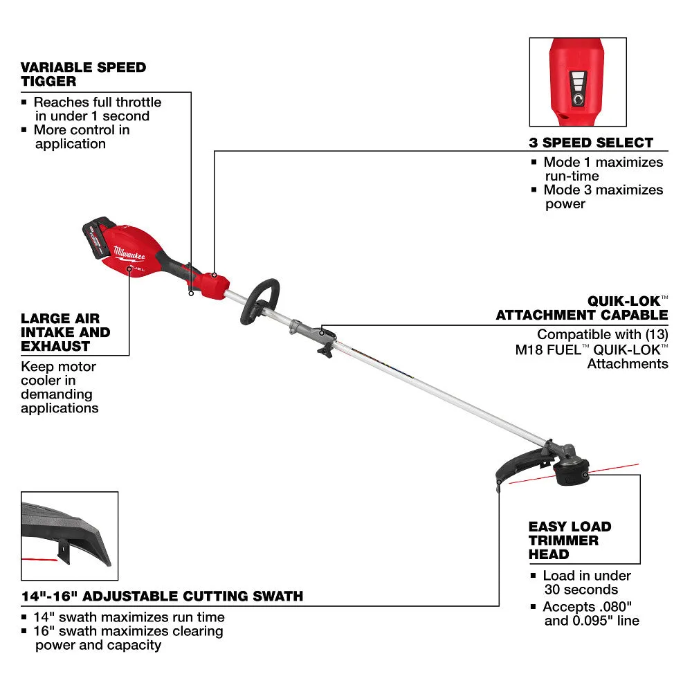 Milwaukee 2823-22STC M18 FUEL 21" Mower w/Trimmer and Brush Cutter Attachment