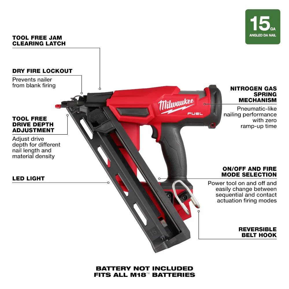 Milwaukee 2839-80 M18 18V 15 Gauge Cordless Finish Nailer - Reconditioned