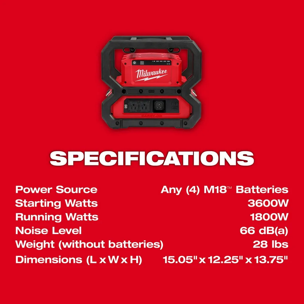 Milwaukee 2845-20X6 M18 18V 3600W/1800W Power Supply w/ 4 - 6AH Batteries