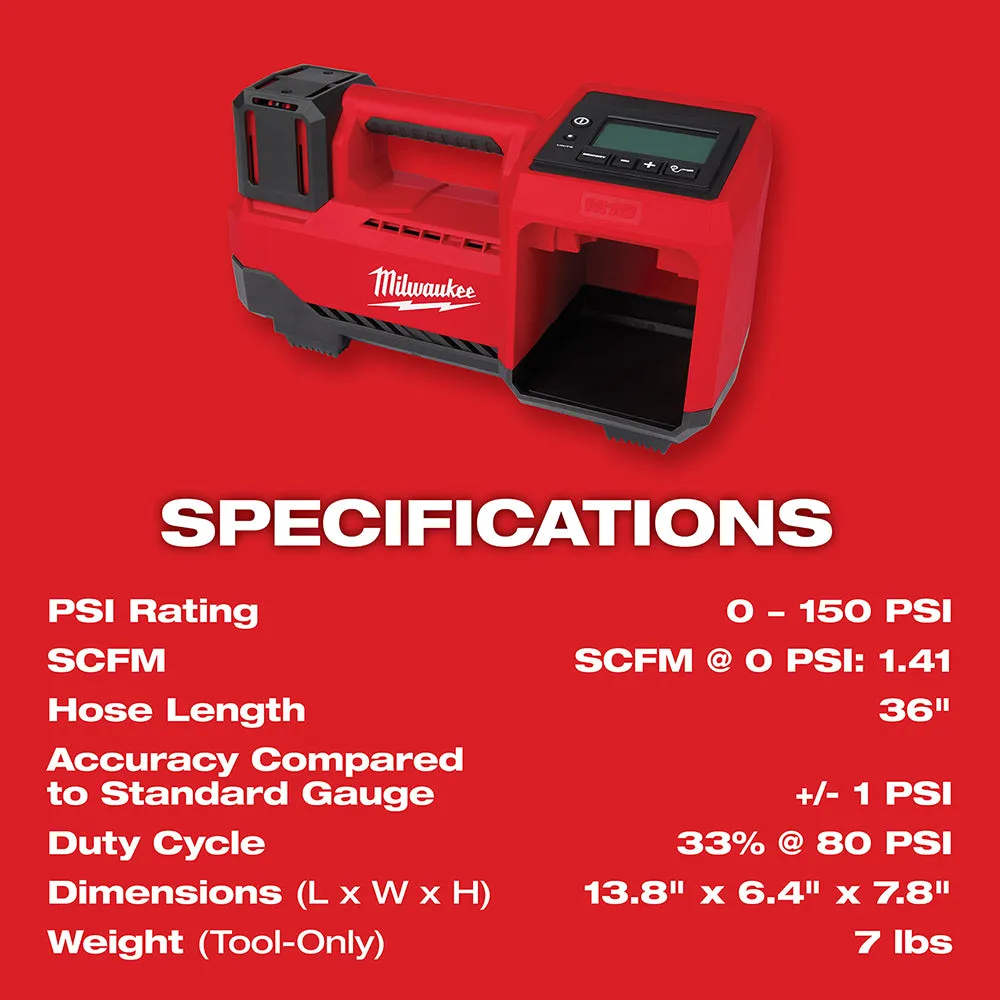 Milwaukee 2848-20 M18 18V Cordless Li-Ion Inflator - Bare Tool