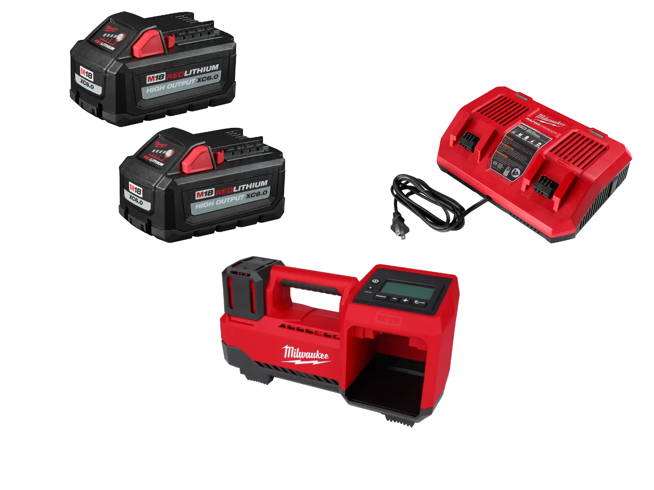 Milwaukee 2848-20KIT M18 18V Tire Inflator w/ 2 - 6AH Batteries/Dual Bay Charger