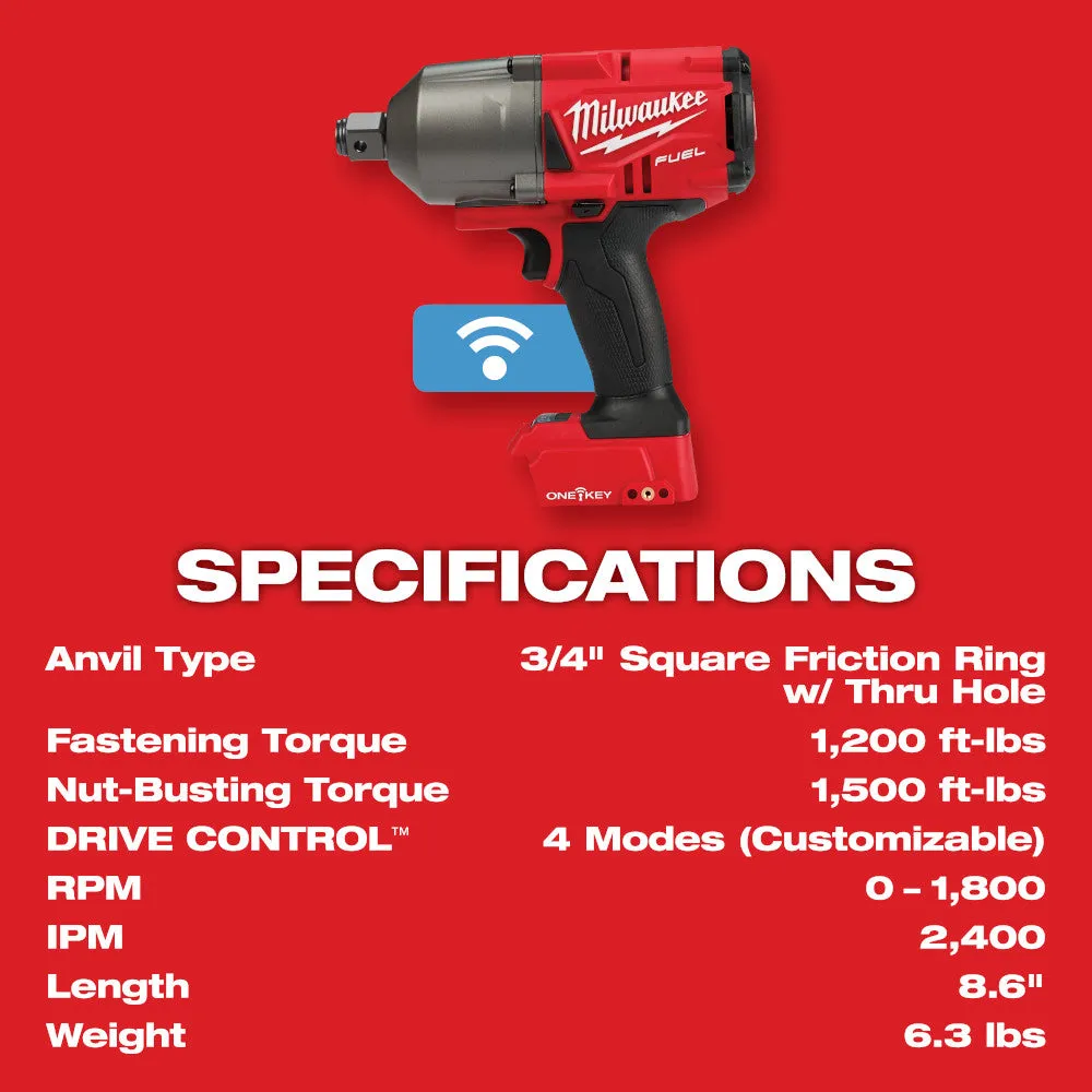 Milwaukee 2864-22R M18 FUEL 18V ONE-KEY High Torque Impact Wrench 3/4 Friction Ring