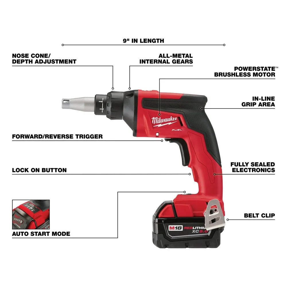 Milwaukee 2866-22ID M18 FUEL 18V Drywall Screw Gun / Surge Impact Combo Kit