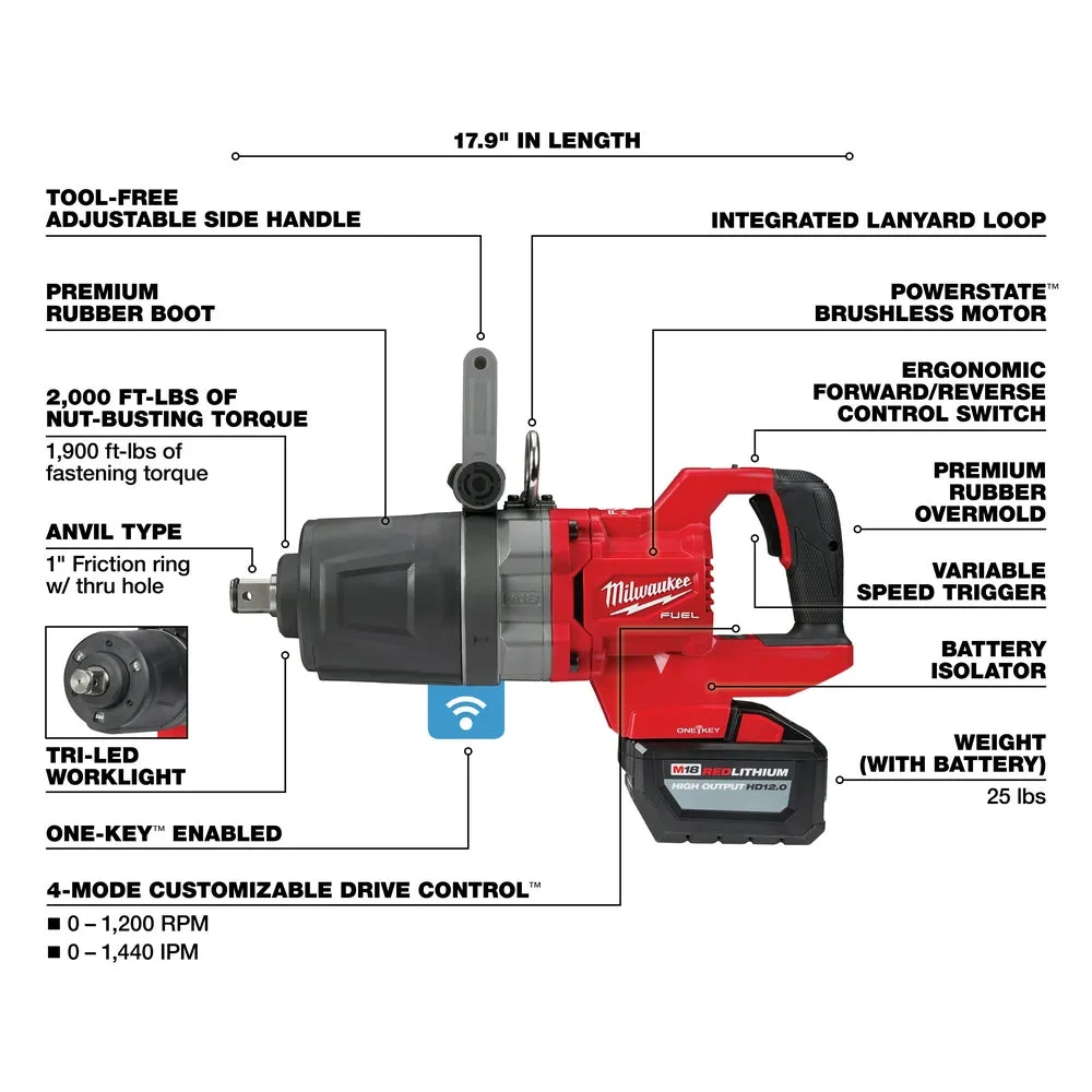 Milwaukee 2868-22HD M18 FUEL 18V 1" D-Handle High Torque Impact Wrench Kit